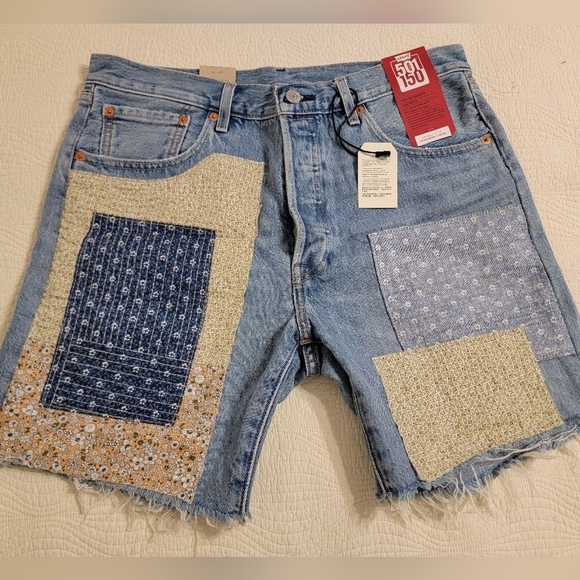 NWT Levi's 501 '93 Patchwork Men's Jean Shorts - Picture 1 of 7
